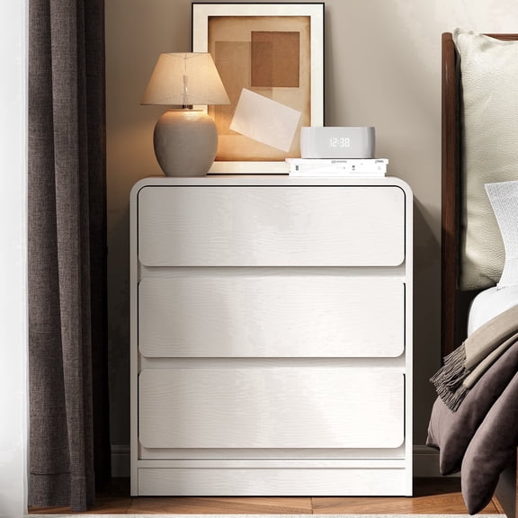 Heynemo Modern 3-Drawer Storage Dresser for Home and Office, White