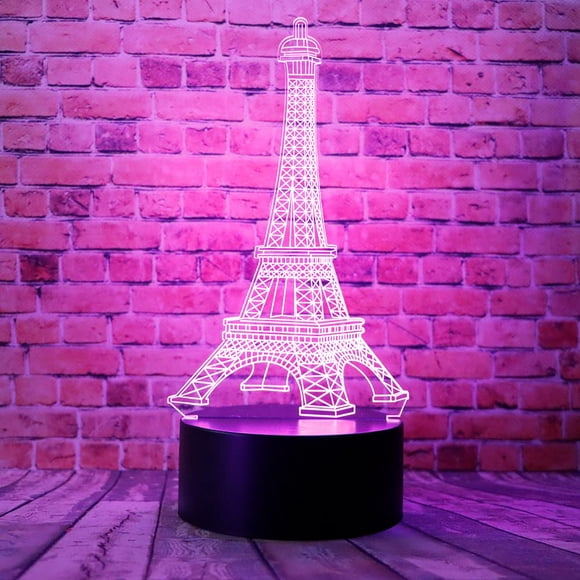 Lámpara Bantogogo 3D Torre Eiffel LED Luz Nocturna 7 Colores 5V