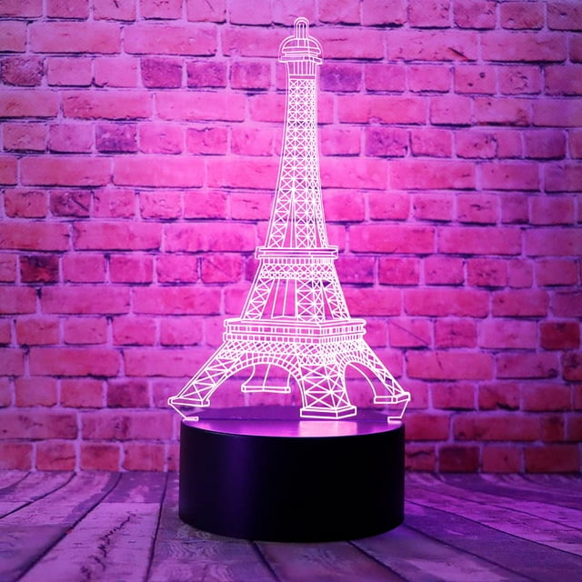 Lámpara Bantogogo 3D Torre Eiffel LED Luz Nocturna 7 Colores 5V