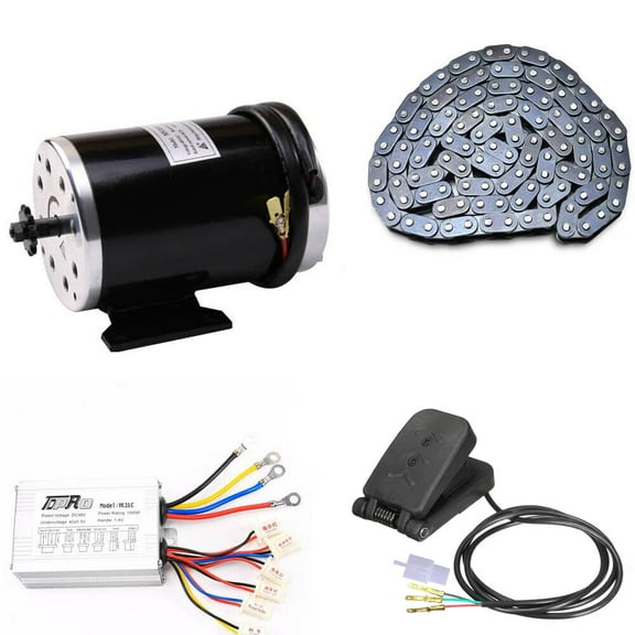 MY1020 1000W 48V Brushed Electric Motor with Controller Pedal T8F Chain High Speed Electric Scooter Motor for E Bike Go-Kart Mini Bike Motorcycle Bicycle Pit Dirt Bike ATV Quad