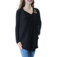 thumbnail image 2 of I.N.C Womens Ruffled Wrap Knit Sweater, Black, X-Small, 2 of 3