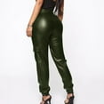 thumbnail image 4 of WTXUE Cargo Pants, Leather Pants Women's Faux Leather Loose Solid Pant High Waist Baggy Jogger Pant with Pockets, Womens Trousers Pantalones De Mujer Pantalones De Mujer, Olive green, 4 of 7