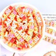thumbnail image 3 of 50 Uds 4 abalorios de resina con letras felices en crema perfecl Botones trasera plana, 3 of 7