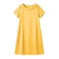 thumbnail image 4 of Women's Collared Dress Summer Short Sleeve Linen Blend Shift Dress Textured Casual Cute Office Dress with Pockets Yellow 2XL, 4 of 4