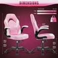 thumbnail image 3 of JONPONY Ergonomic Gaming Desk Chair - Adjustable PU Leather Swivel Racing Chair with Flip-up Armrests for Home Office and Entertainment, Perfect for Adults, Kids, and Gamers, Pink White, 3 of 7