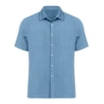 thumbnail image 5 of YLSDY Men's Linen-Blend Short Sleeve Shirt, Casual Retro Style with Dual Chest Pockets & Button-Down Closure, Relaxed Fit for Everyday Wear Light Blue XL, 5 of 8