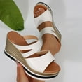 thumbnail image 6 of Womens Sandals Ladies Summer Wedge Espadrilles Sandal Buckle Ankle Strap Peep Toe Flatform Shoes Comfy White 7, 6 of 7