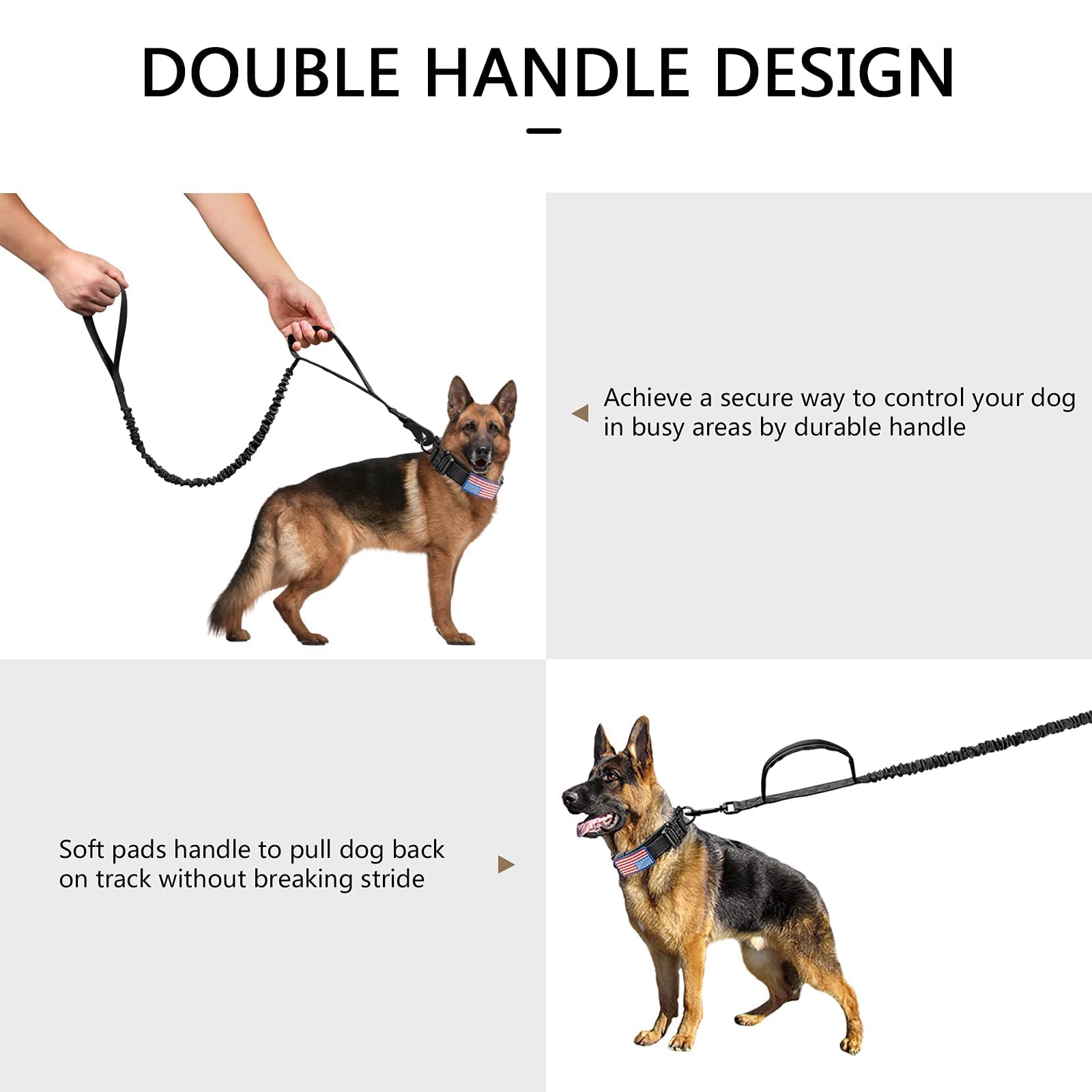 mirlewaiy Tactical Dog Collar Leash Set, Adjustable Military Training Nylon Dog Collar with Controll Handle and Heavy Metal Buckle for Medium and Large Dogs，with Patches and Airtags Case