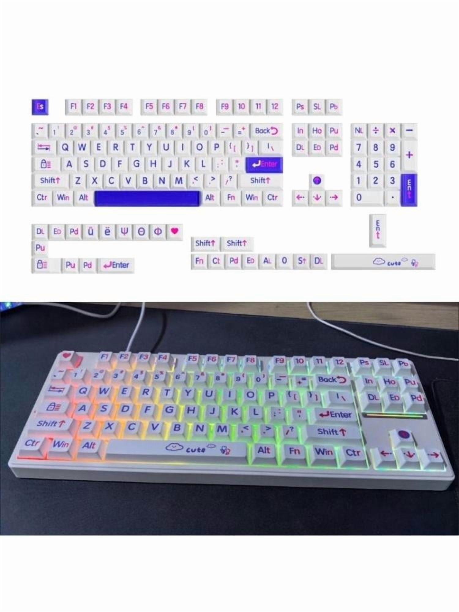 Klein Blue Keycap Set 125key PBT Custom Big Letter Keyboard Cap Cherry Profile Gaming KeyCap for Mechanical Keyboard
