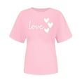 thumbnail image 2 of Valentines Day Outfit Women,Womens Fashionable Valentine'S Day Printed T-Shirt Round Neck Short Sleeve Soft Comfortable Casual Date Night Cute Top Pink M, 2 of 5