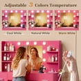 thumbnail image 2 of Vineego Vanity Desk with Adjustable Lighted Mirror, Vanity Table Set with Drawers & Storage Shelves, Makeup Vanity for Bedroom Dressing Room, Deep Pink, 2 of 7