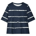 thumbnail image 5 of Spazoro Little & Big Girls Leisure Outfit Sets, Summer 2-Pieces Striped Crew Neck Short Sleeve Shirt and Shorts Sets Navy Size 8 T, 5 of 8