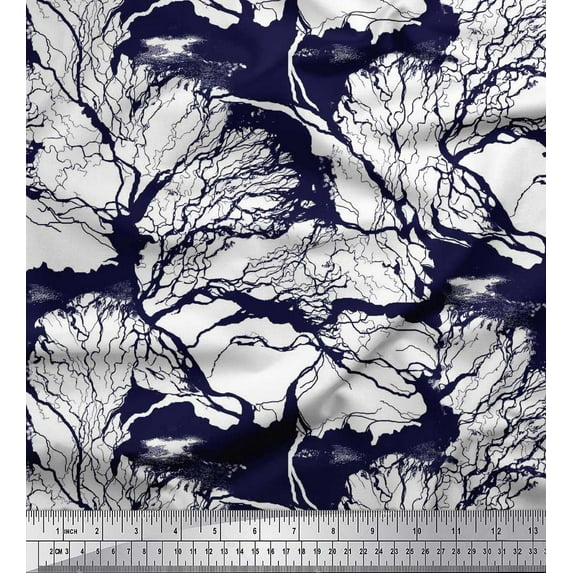 Soimoi Moss Georgette Fabric Landscape & Tree Shirting Print Fabric by The Yard 42 Inch Wide