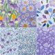 thumbnail image 2 of Patrón de paquetes de tela floral de color morado claro con abejas y flores de margaritas de manzanilla en fondo de lavanda, tela acolchada para manualidades hechas a mano, 18.0 x 22.0 in (6 unidades), 2 of 8