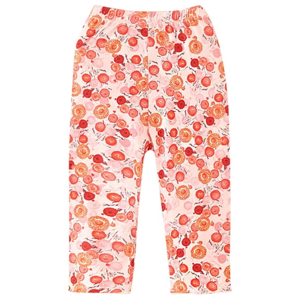 Odeerbi 1-6 Años Niñas Leggings Florales Calcetines Elásticos Pantalones Capris Patrón de Verano Bajo Calcetines