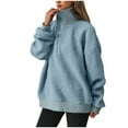 thumbnail image 2 of Half Zip Fleece Sweatshirt Womens Oversized Fit Casual Warm Long Sleeve Sherpa Lapel Pullover Sweater Tops 2025 (2XL, Blue), 2 of 7
