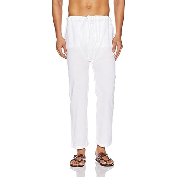 Royal Kurta Men's Cotton Blend Loose Airy Pyjama Bottoms (White; 38)