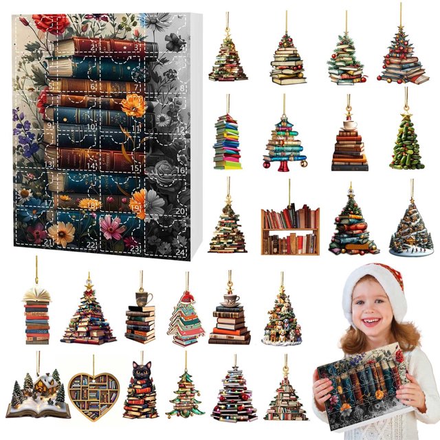 Hogar y jardín, Calendarios, Calendario de cuenta regresiva para Navidad, Linda caja de regalo navideña con decoración acrílica para familiares y amigos, Bola decorativa