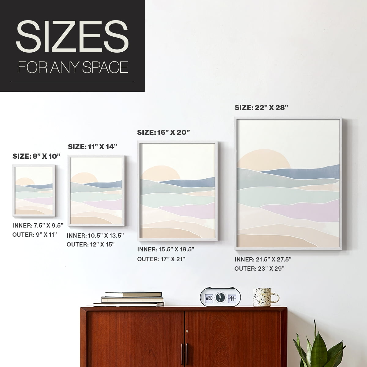 Wave Tableau I Framed Print in White Solid Wood 11 x 14 Framed Print