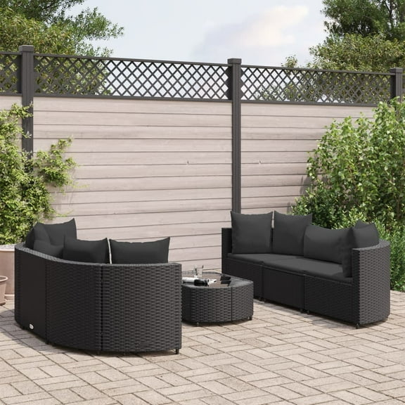 vidaXL Patio Sofa Set with Cushions Lounge Setting Outdoor Furniture Poly Rattan