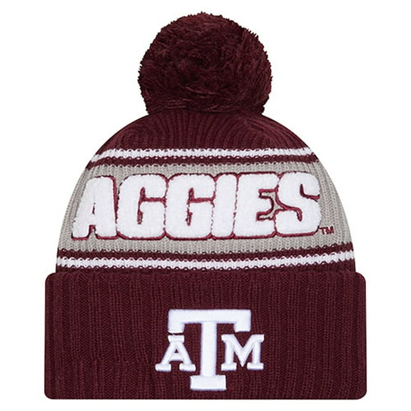Men's New Era Maroon Texas A&M Aggies Bold Cuffed Knit Hat with Pom
