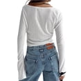 thumbnail image 5 of Nituyy Women Crop Top, Long Sleeve Tie-up Solid Fall Tops for Casual Daily, 5 of 6