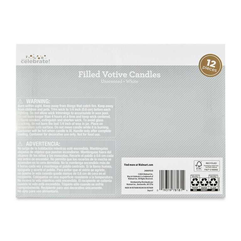 Way To Celebrate Unscented Filled Votive Candles, 12-Pack photo 5