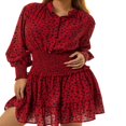 thumbnail image 1 of PENGXIANG Robe Décontractée à Manches Longues pour Femmes, Robe Courte Plissée à Col en V, 1 of 6