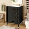 thumbnail image 3 of MODERNLUXE 24" Bathroom Vanity with Sink,Freestanding Bathroom Storage Cabinet with Door-Mounted Rack,1 Soft Closing Door & 3 Drawers, Undermount Bathroom Sink Combo Set for Small Space,Black, 3 of 11