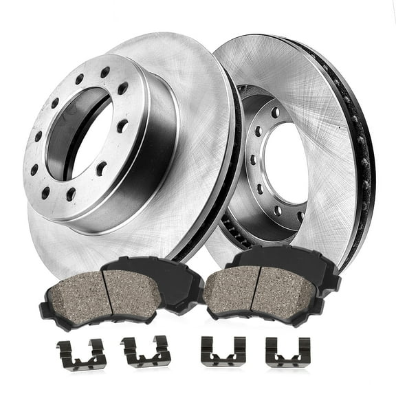 Callahan Brake Parts Brake Kit for Ford F-450 Super Duty 2005-2016, Ford F-550 Super Duty 2005-2016, Ford LCF 2006-2009 Front or Rear Replacement Brake Rotors with Ceramic Brake Pads EBYK038885
