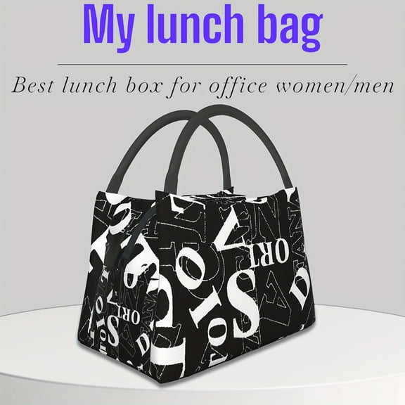 Black Insulated Lunch Bag - Reusable Hand-held Tote Bag, Suitable for Work, Travel and Outdoor Picnics. A Great Gift Choice! Lunch Box, Lunch Container, Essential for School Return.