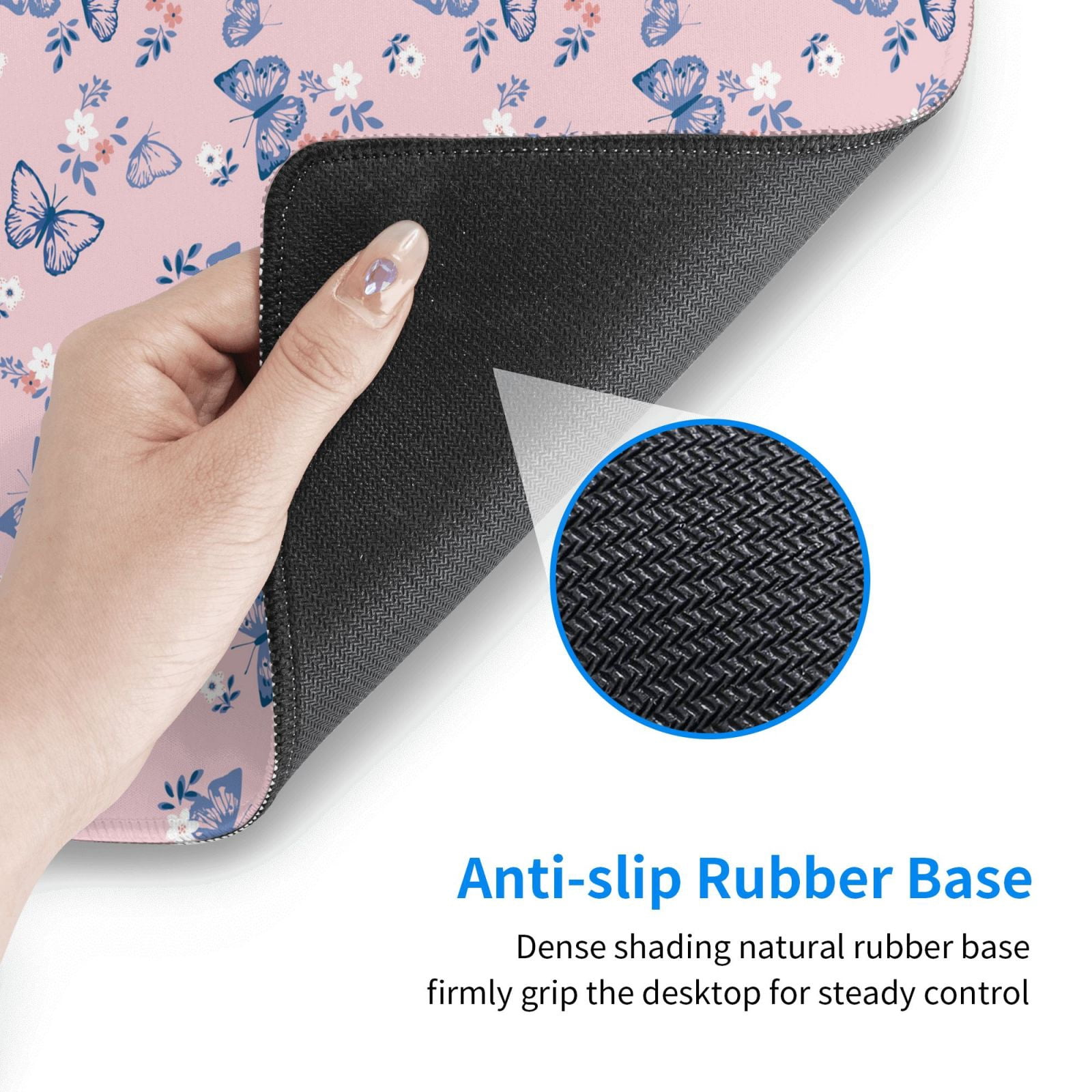Rateoe Butterfly Print Mouse Pad - Extended Large Gaming Mousepad,Non-Slip Stitched Edge,16x29.5 Inch