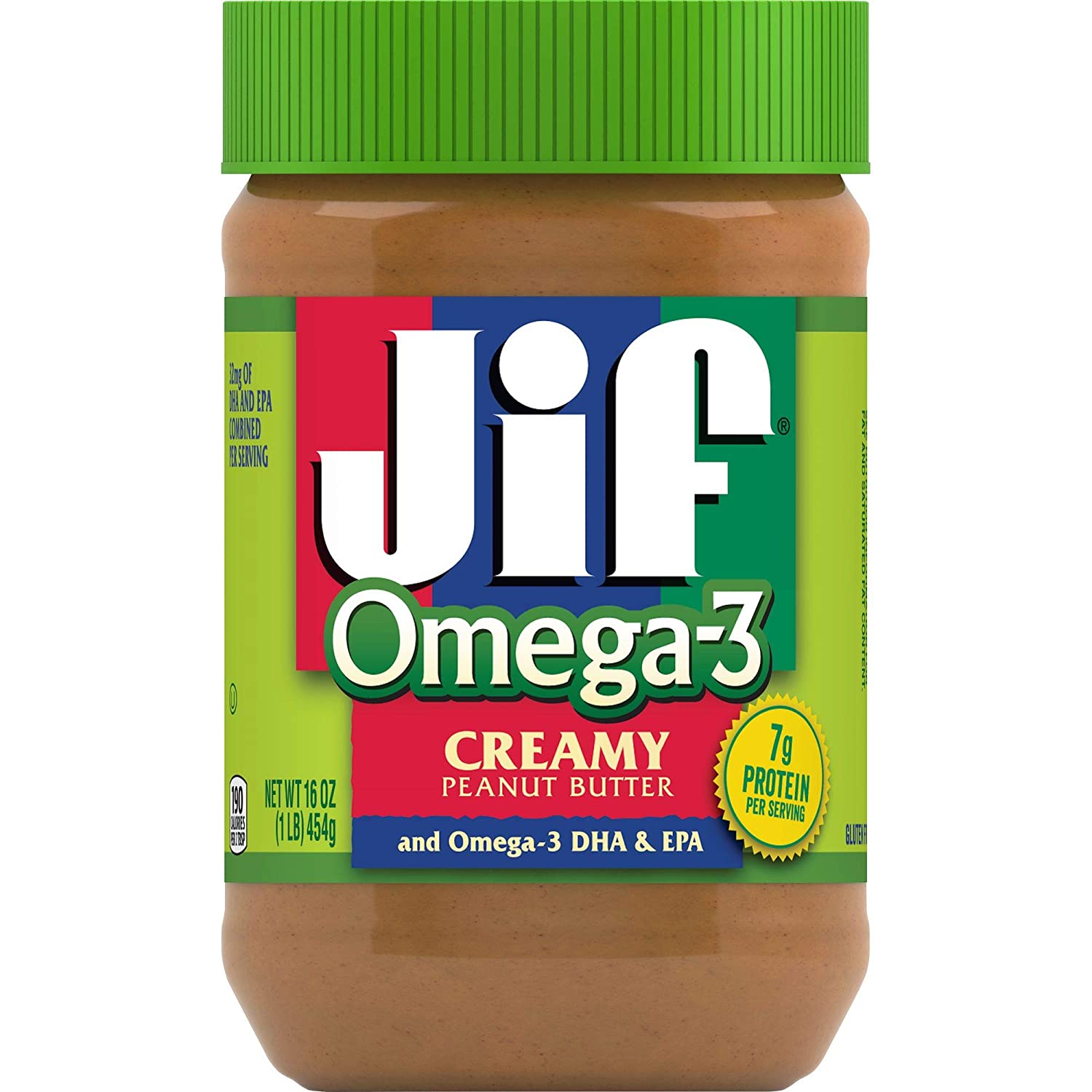 Omega3 Creamy Peanut Butter, 16 Ounces (Pack Of 12), Contains 32Mg Of