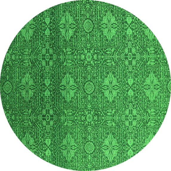 Ahgly Company Indoor Round Oriental Green Industrial Area Rugs, 3' Round