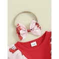 thumbnail image 6 of Musuos Infant Girls Valentine´s Day Romper Dress 3 6 12 18M Heart Print Long Sleeve Ruffled Jumpsuit + Bow Headband, 6 of 10