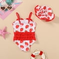 thumbnail image 3 of Happy Town Toddler Girls Clothes 0-24M One-Piece Swimsuit with Hat 2-Piece Summer Swimwear for Girls, 3 of 7