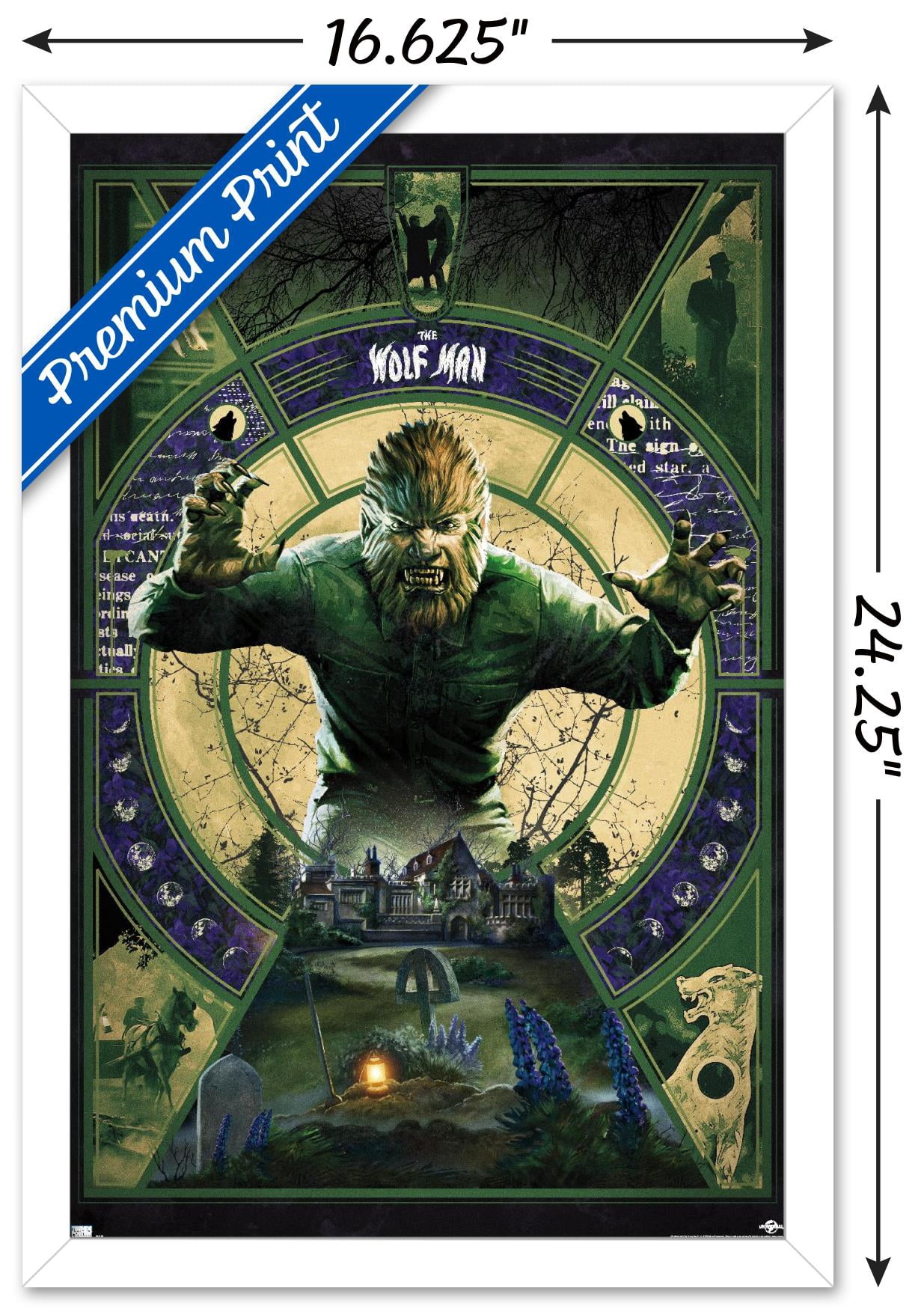 The Wolf Man - Illustration Wall Poster, 14.725" x 22.375" Framed