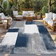 thumbnail image 3 of Outdoor Rug 4x6 ft Navy Grey Paint Textured Waterproof Outdoor Patio Rug Mat Non Slip Outside Area Rugs Carpet for RV,Camping,Porch,Deck,Pool,Balconybackyard,Abstract Rustic Blue Tones, 3 of 9