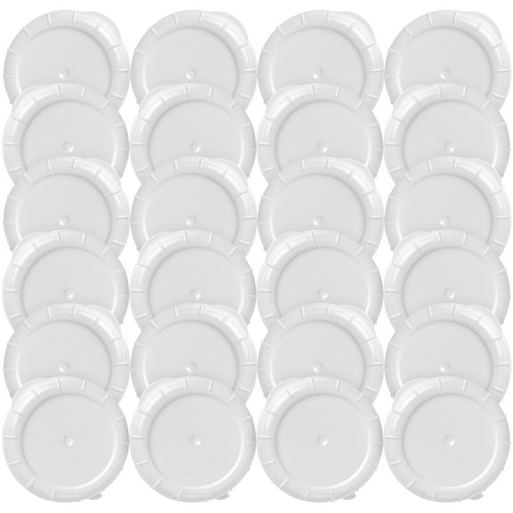Replacement Caps for Stock Your Home Milk Bottles (24 Pack) - 48mm Twist-On Caps for Glass Milk Bottles - Tamper Resistant Lids - Plastic Leak Proof Lid - Crack Resistant Bottle Cap Refills in White