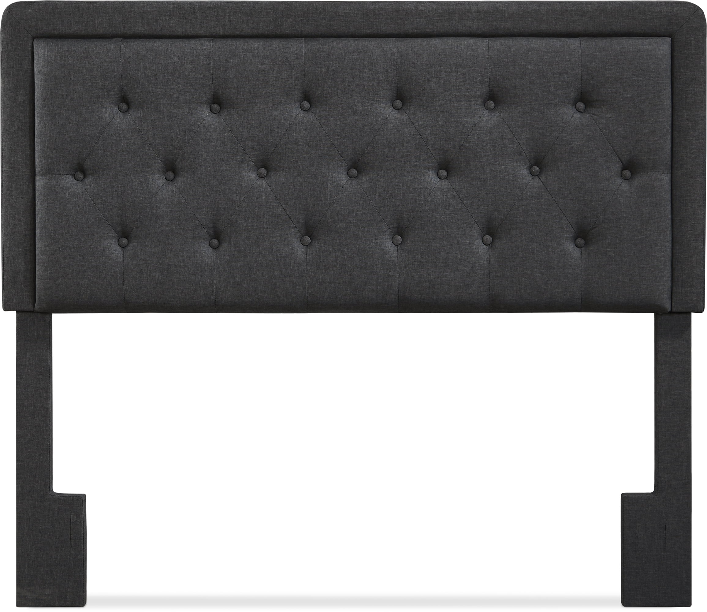 Elle Decor Amery Diamond Stitched Tufted Headboard Queen Size, Charcoal Grey