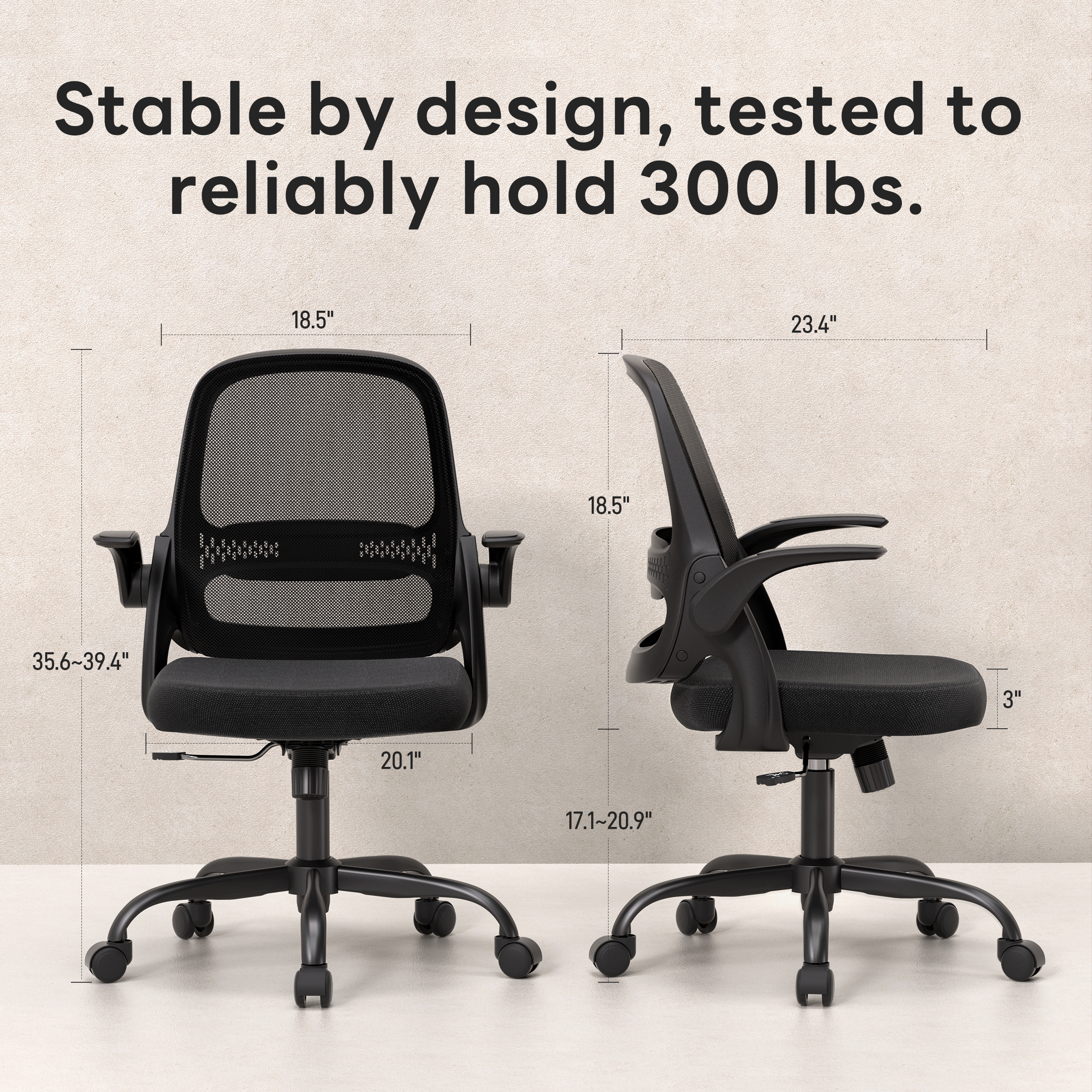 TMV Ergonomic Mesh Office Chair, Black photo 4