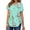 Green, variant on Plus Size T-shirts for Women V Neck Summer Tunic Tops Floral Print Curved Hem Women Shirts