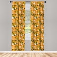 thumbnail image 3 of Ambesonne Hawaii Curtains, Orange Tones Spring Blossom, Pair of 28"x84", Marigold Army Green, 3 of 5