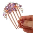 thumbnail image 5 of Unique Bargains Women Rhinestone Inlaid Flower Hair Comb Hairpin Hair Accessory Rhinestone Head Pieces Violets, 5 of 7