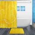 thumbnail image 2 of Bath Curtain & Non-Slip Bath Mat Set 12-Grommet Shower Curtain Memory Foam Bath Rug Yellow Circles and Lines, 2 of 8