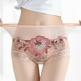 thumbnail image 4 of GHSOHS Womens Underwear Pantys Tummy Control Lace Thongs for Women Lace Underwear Panties Sexy Sheer Hipster Panty Underpants Hipster Panty Floral Printed Briefs Beige Brief High Waisted Thongs f,L, 4 of 6