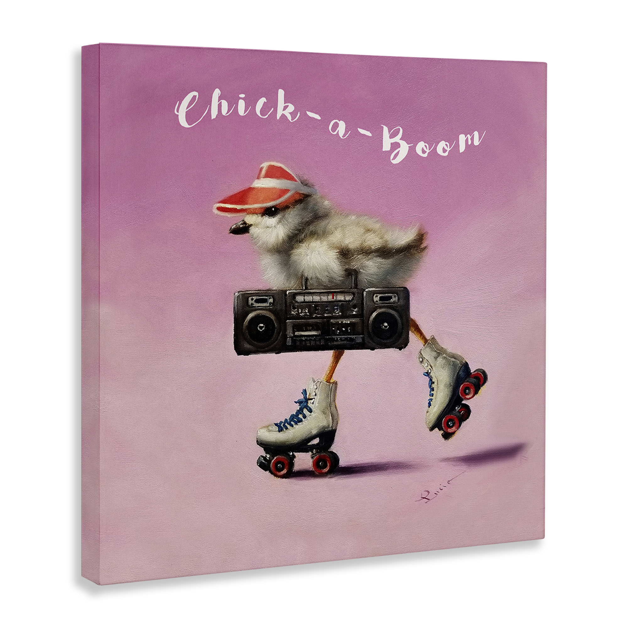 Stupell Industries Chick-A-Boom Boombox Bird Animals Painting Wrapped Canvas Art Print Wall Art, 24 x 24