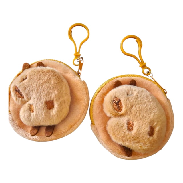 Pack de 2 monederos peluche capibara, estilo1, llavero colgante