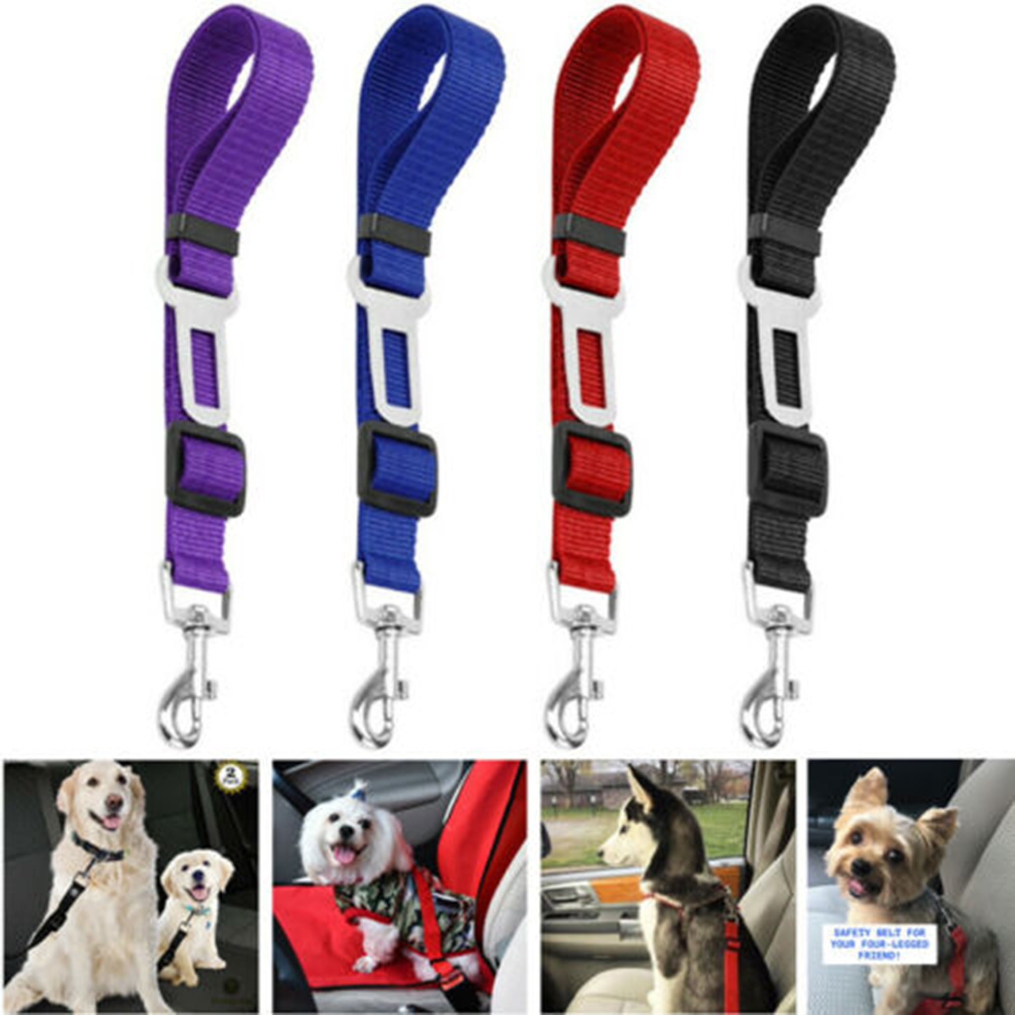 DODOING Cat Dog Pet Safety Seat belt Clip for Car Vehicle Adjustable Harness Lead Nylon Fabric