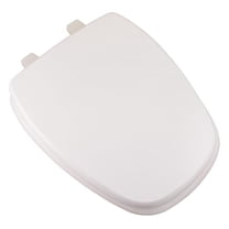 Seats C050WD00 Deluxe MDF Wood Elongated Toilet Seat and Plastic Hinges, White